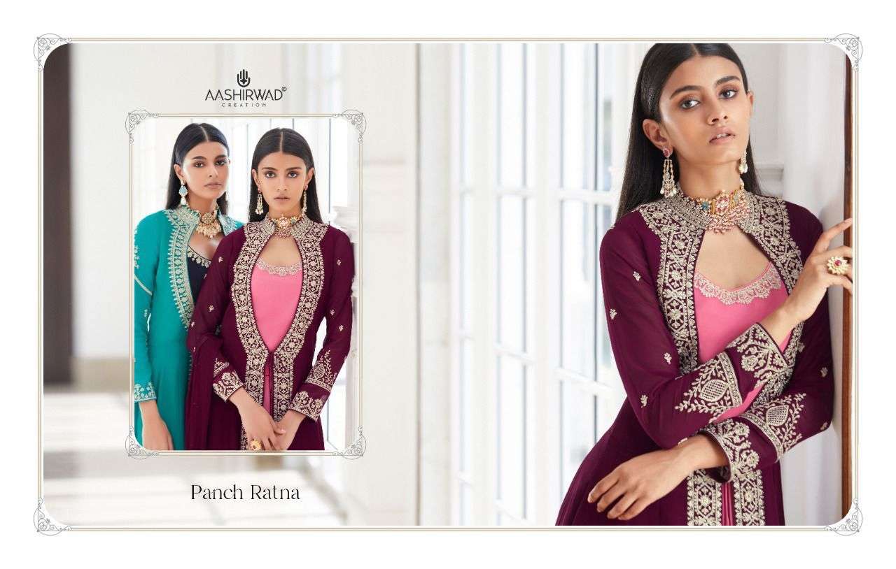 aashirwad creation panch ratna 8480-8483 series party wear salwar suits manufacturer surat