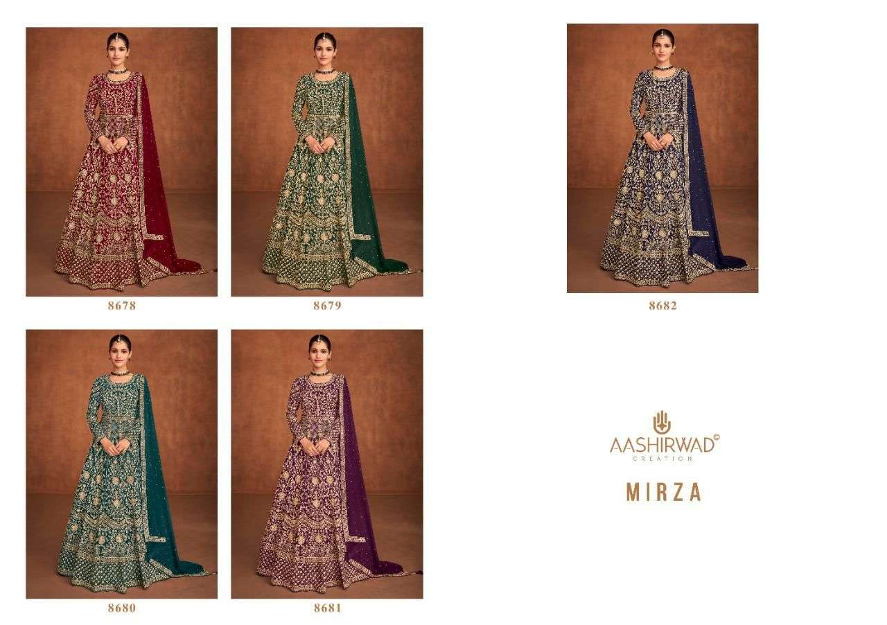 aashirwad mirza 8678-8682 series party wear salwar suits wholesale price surat