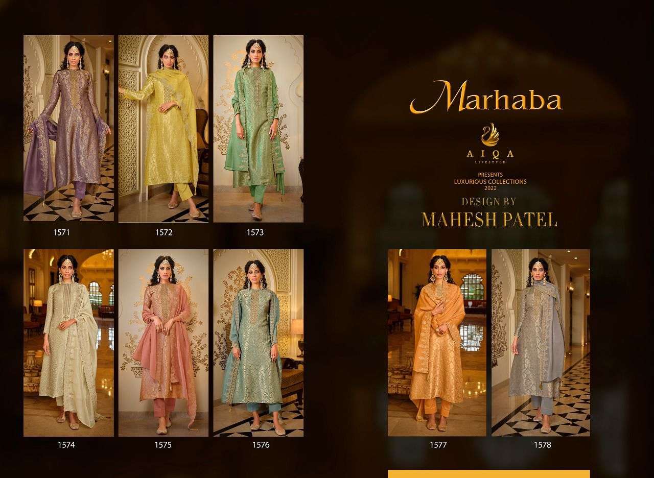 aiqa lifestyle marhaba 1571-1578 series unstich designer salwar kameez online