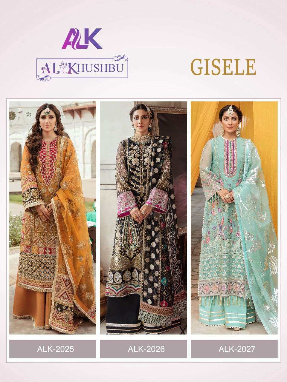 al khushbu gisele exclusive designer pakistani suits collection 2022