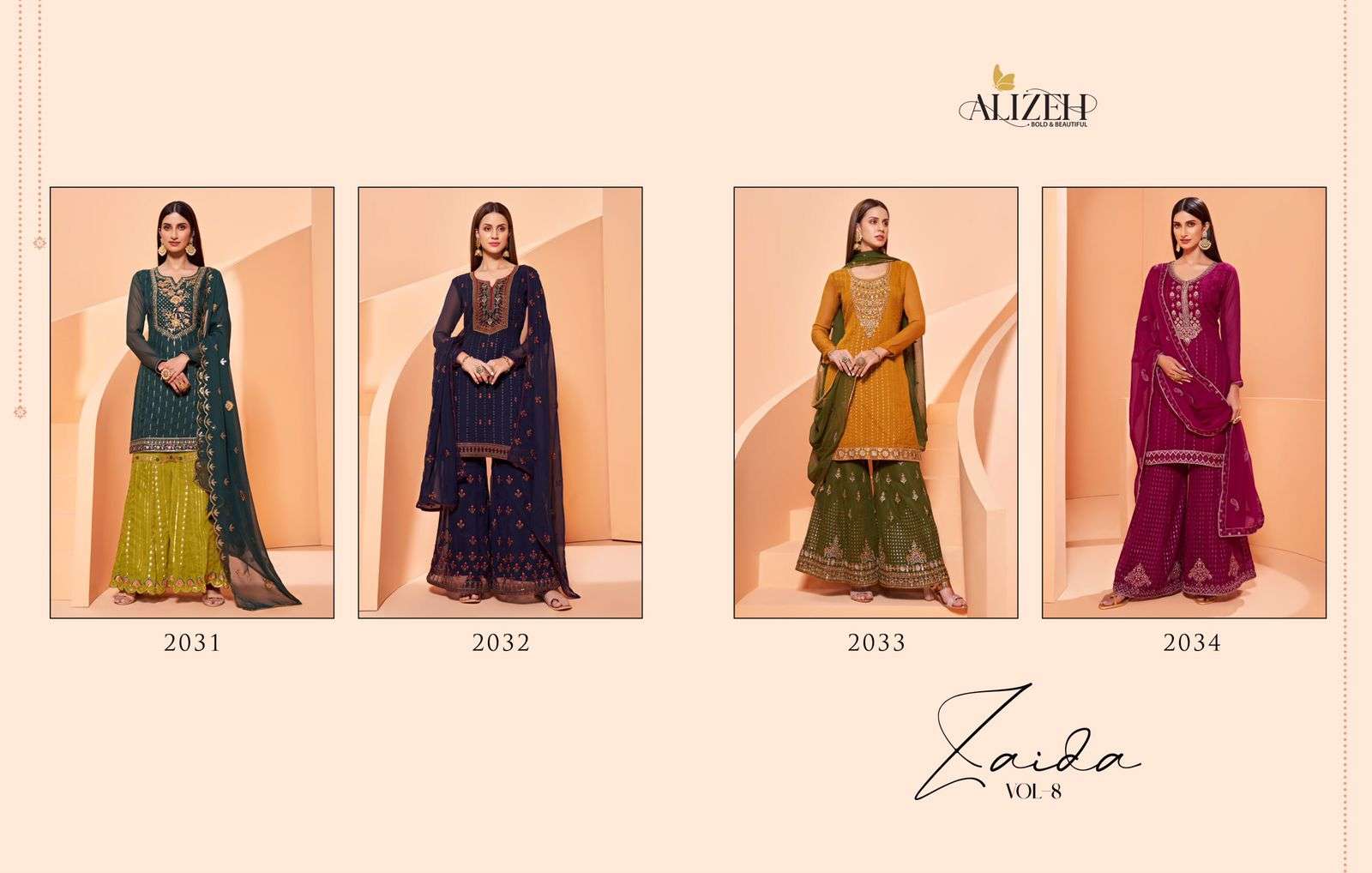 alizeh zaida vol 8 2031-2034 series exclusive designer party wear salwar suits colloection 2022 