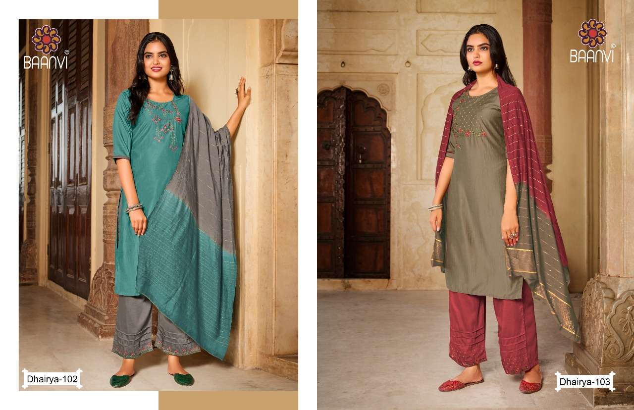 baanvi dhairya 101-104 trendy designer kurti catalogue manufacturer surat