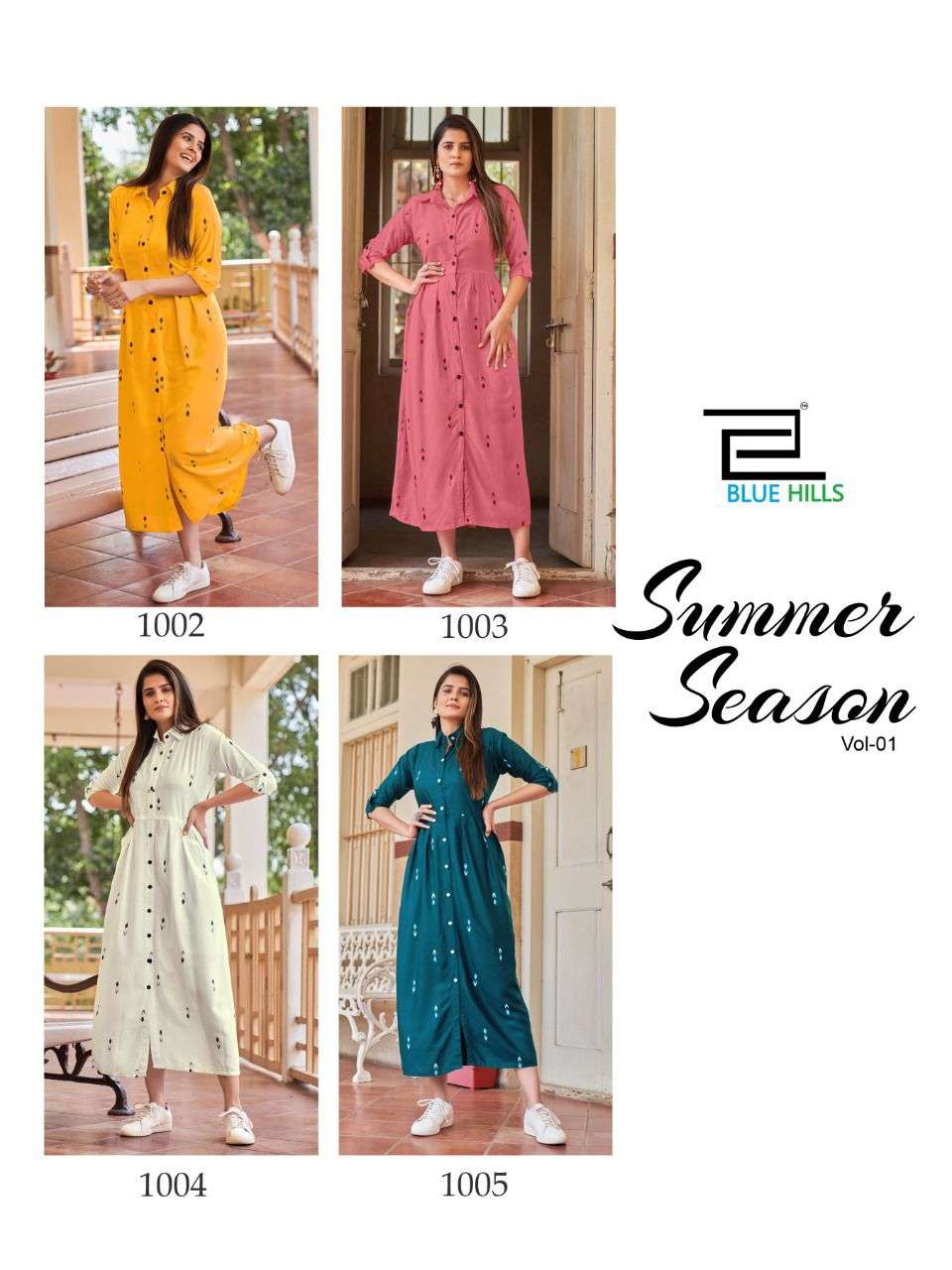 bluehills summer season vol 1 stylish designer long kurti catalogue collection 2022 