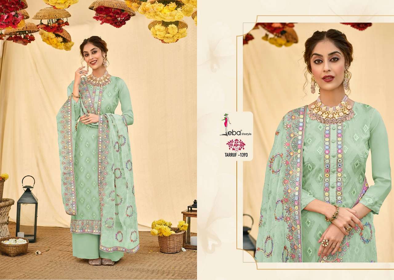 eba lifestyle tarruf 1392-1395 series party wear salwar suits online supplier surat 