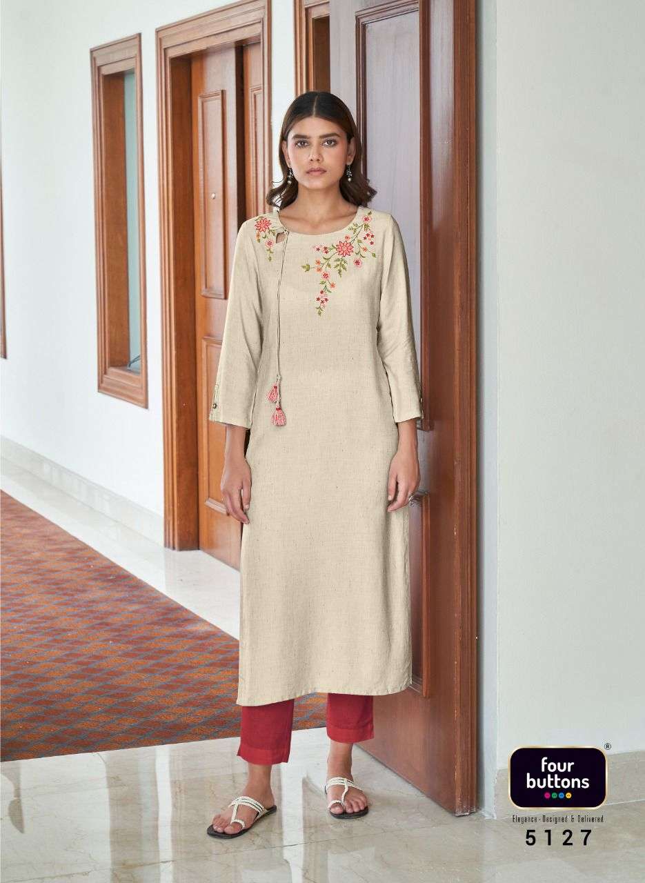 four buttons colors vol 12 5121-5128 series trendy designer kurti catalogue online supplier surat