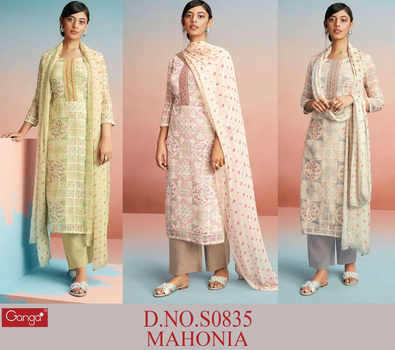 ganga mahonia 835 series fancy designer salwar kameez wholesaler surat 