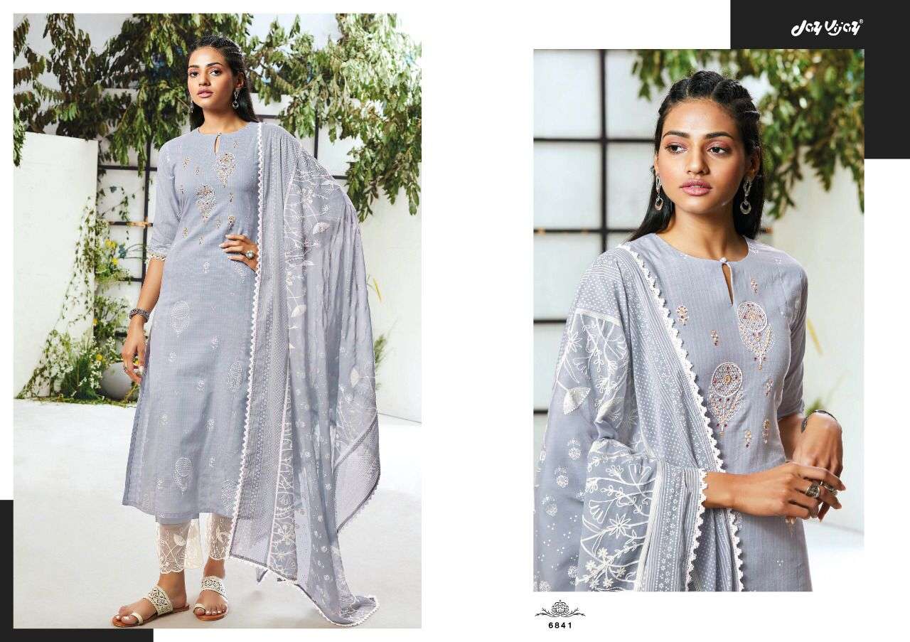 jayvijay eliora 6841-6846 series indian designer salwar suits wholesaler surat