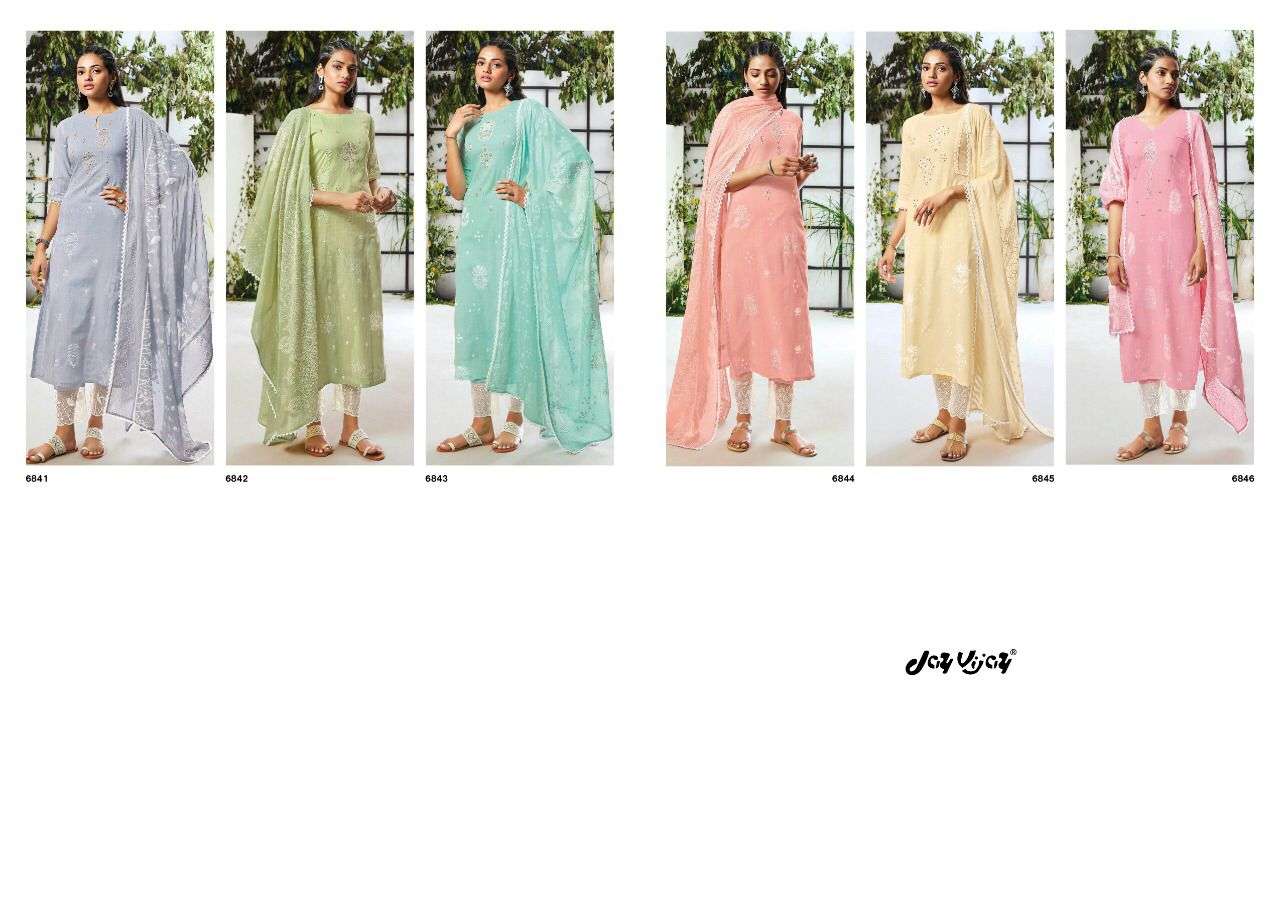 jayvijay eliora 6841-6846 series indian designer salwar suits wholesaler surat