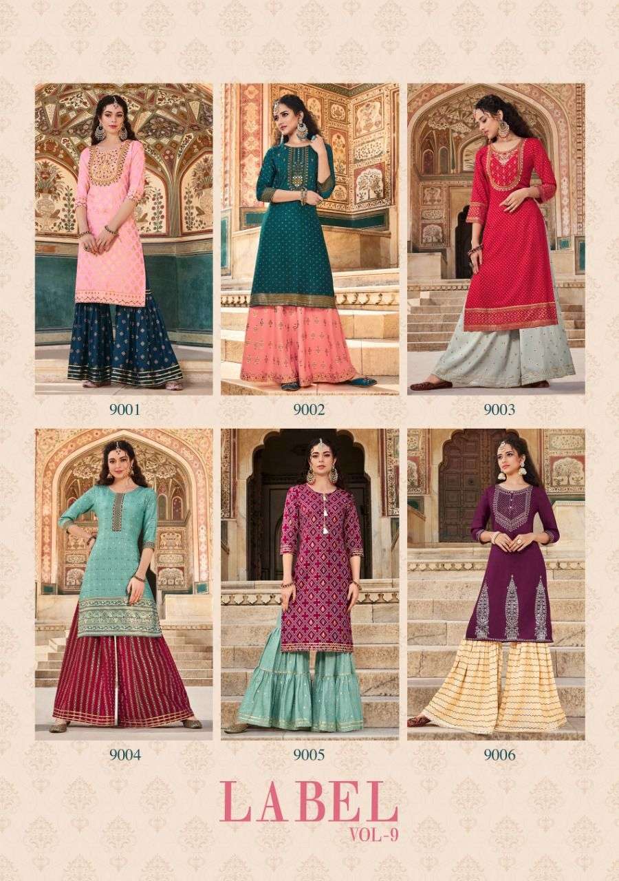 kajal style label vol 9 9001-9006 series stylish designer kurti catalogue collection 2022