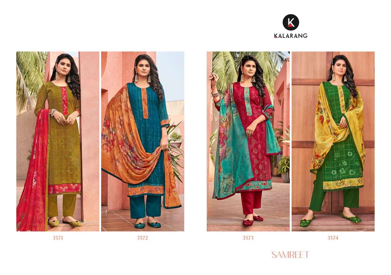 kalarang samreet 3571-3574 series stylish designer salwar suits wholesaler surat