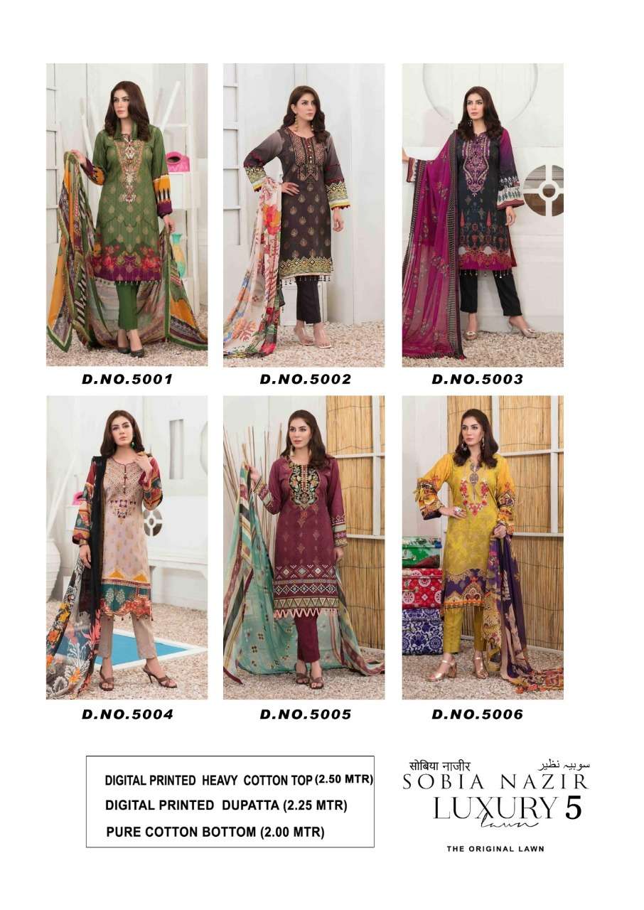 keval fab sobia nazir vol 5 5001-5006 series pakistani salwar suits manufacturer india