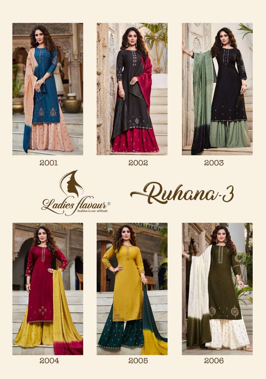 ladies flavour ruhana vol 3 2001-2006 party wear designer kurti catalogue collection 2022