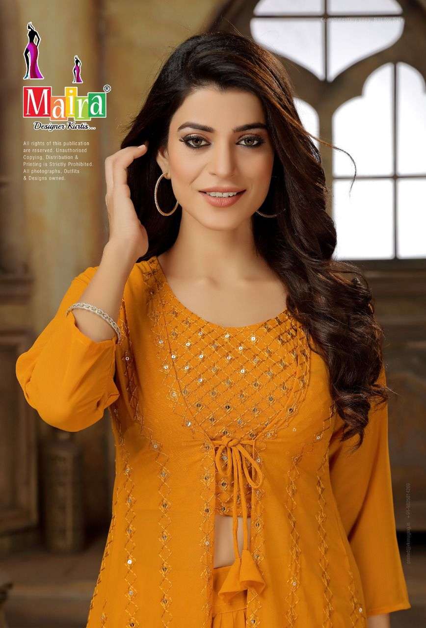 maira designer greesha attractive look designer kurti catalogue manufacturer surat 