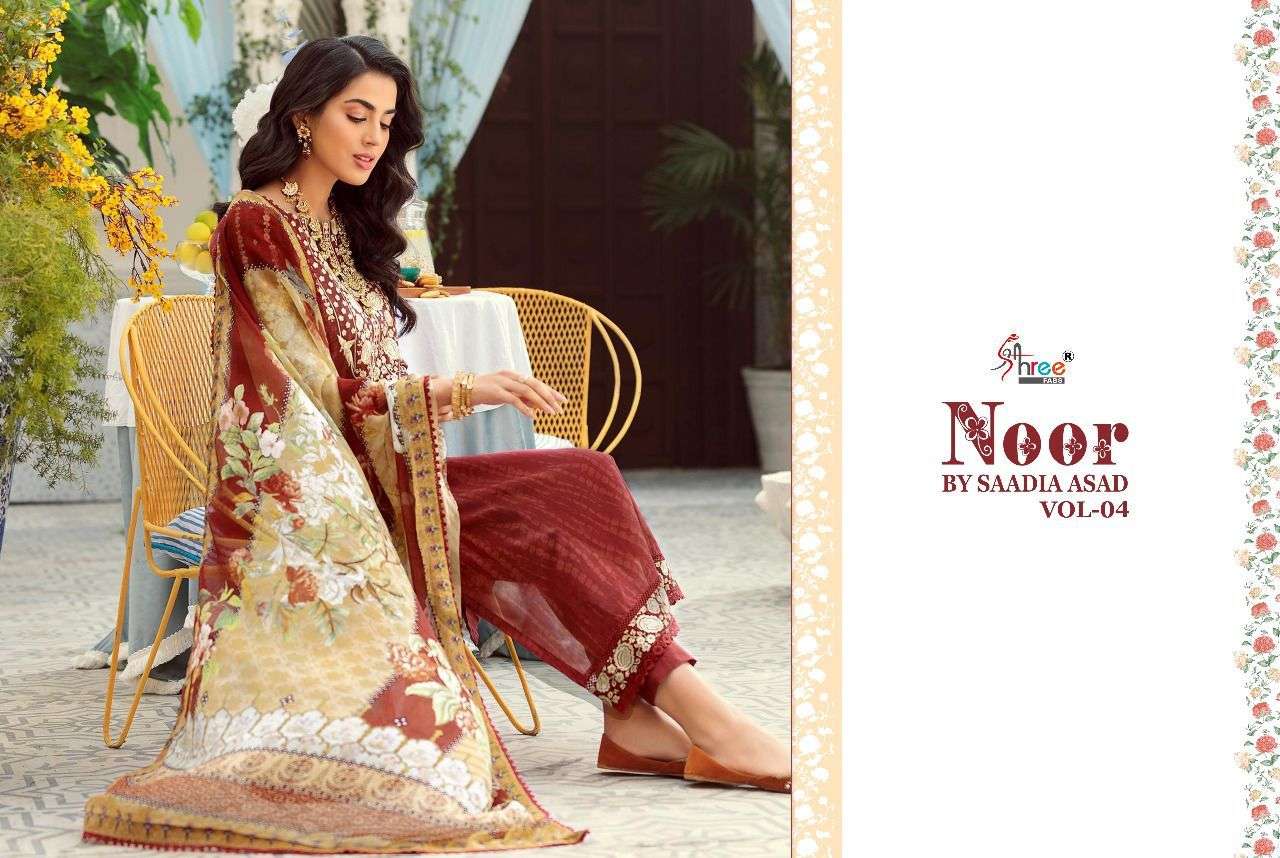 noor by sadia asad vol 4 by shree fabs cotton dupatta set wholesale price surat