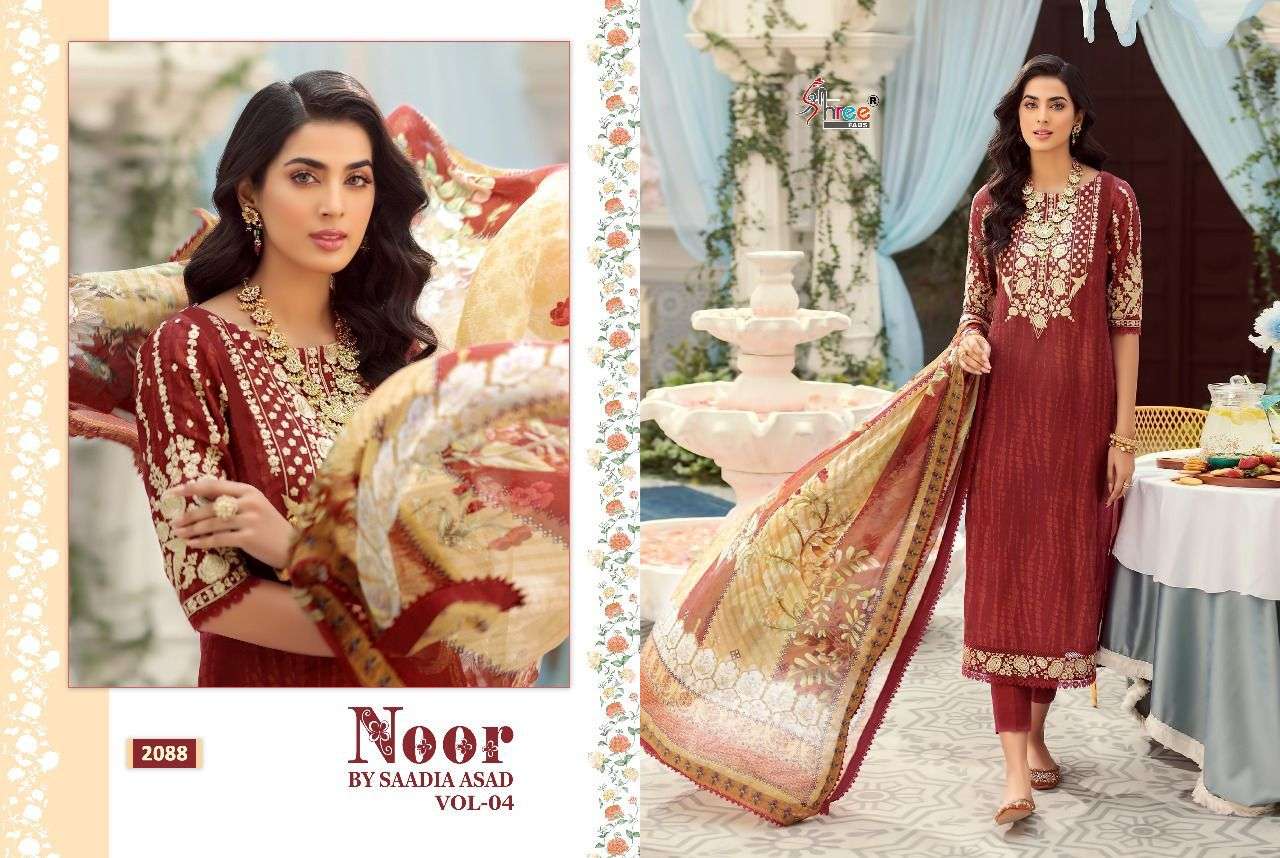 noor by sadia asad vol 4 by shree fabs cotton dupatta set wholesale price surat