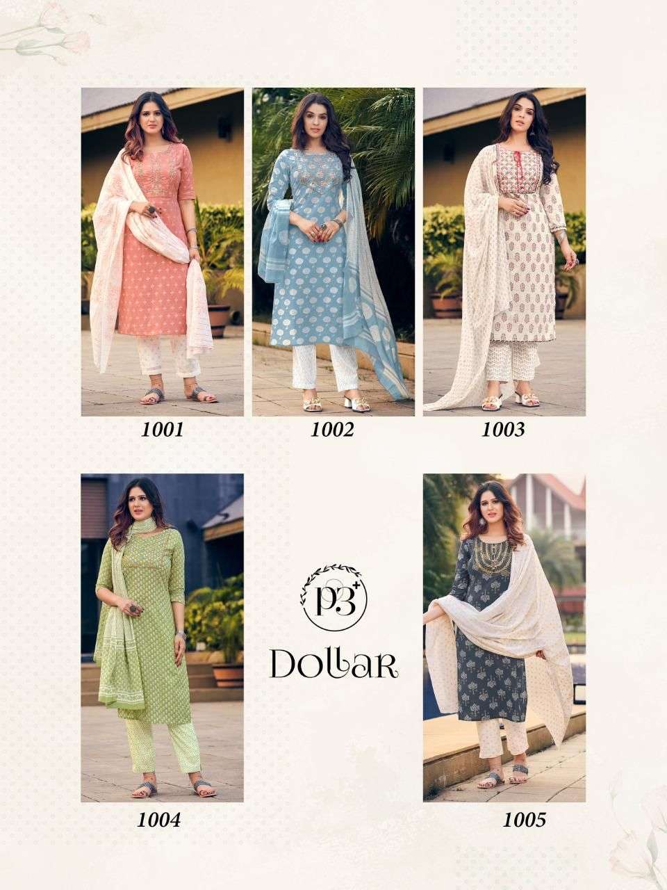 p3 dollar 1001-1005 series top bottom with dupatta kurti catalogue online