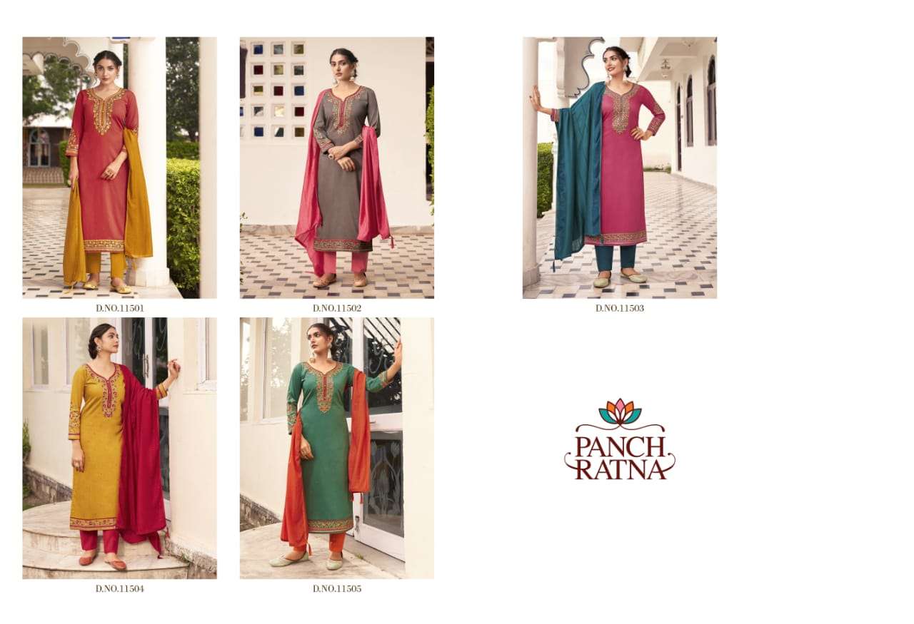 panch ratna floral exclusive designer salwar suits online supplier surat 
