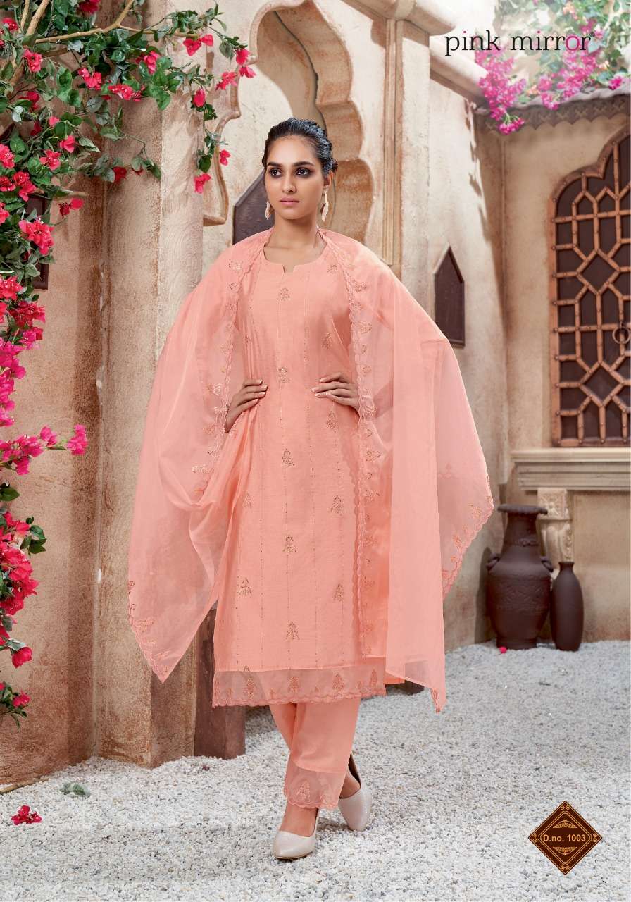 pink mirror pastels 1001-1006 series stylish look designer kurti catalogue online