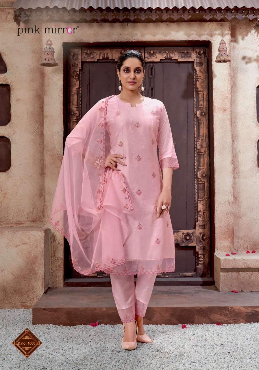 pink mirror pastels 1001-1006 series stylish look designer kurti catalogue online