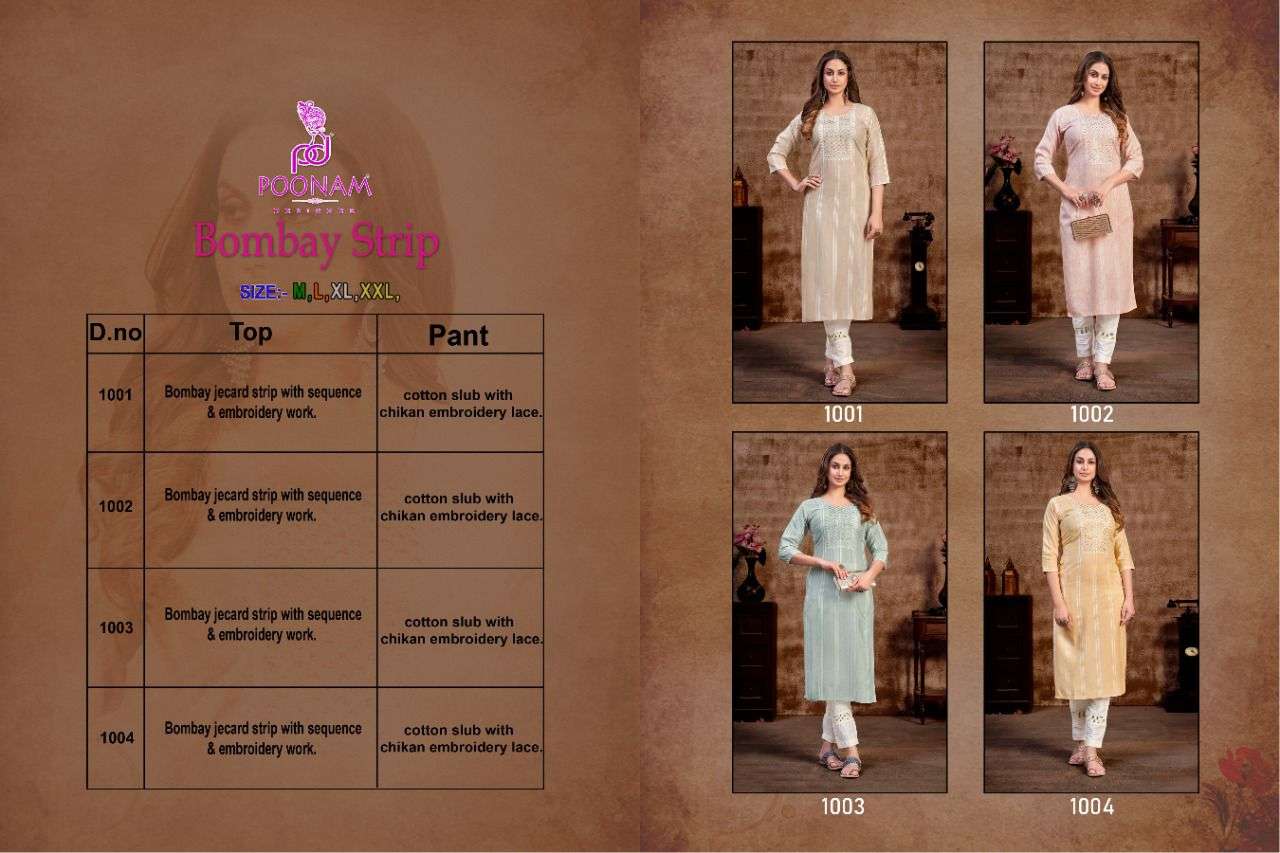 poonam designer bombay strip trendy designer kurti catalogue collection 2022 