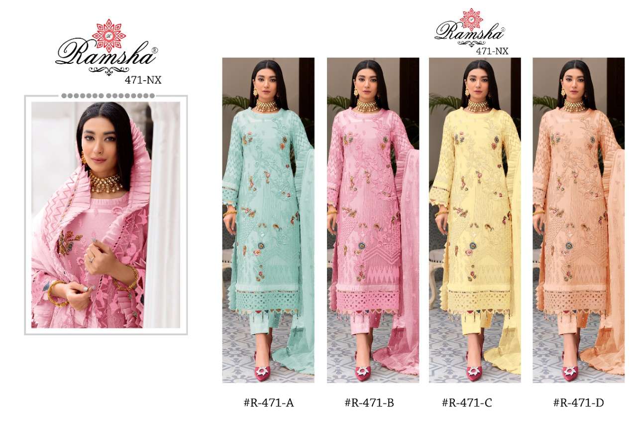 ramsha 471 nx designer pakistani salwar kameez catalog surat
