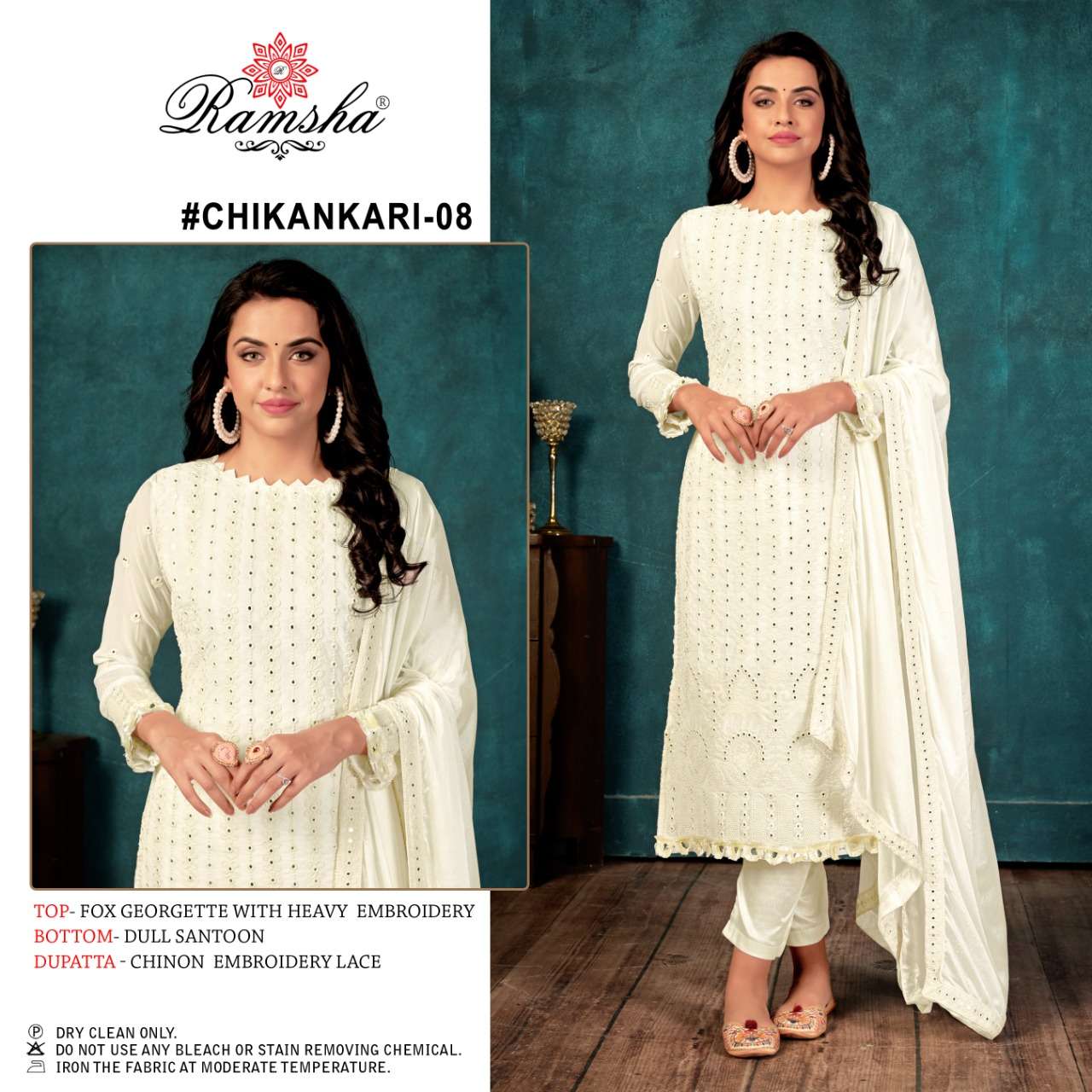 ramsha chikankari 7&chikankari 8 pakistani designer salwar kameez wholeasale market india