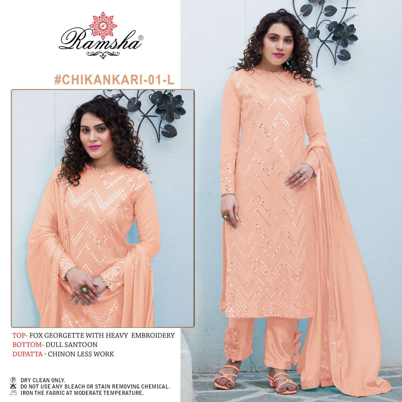 ramsha chikankari nx stylish look designer pakistani suits online