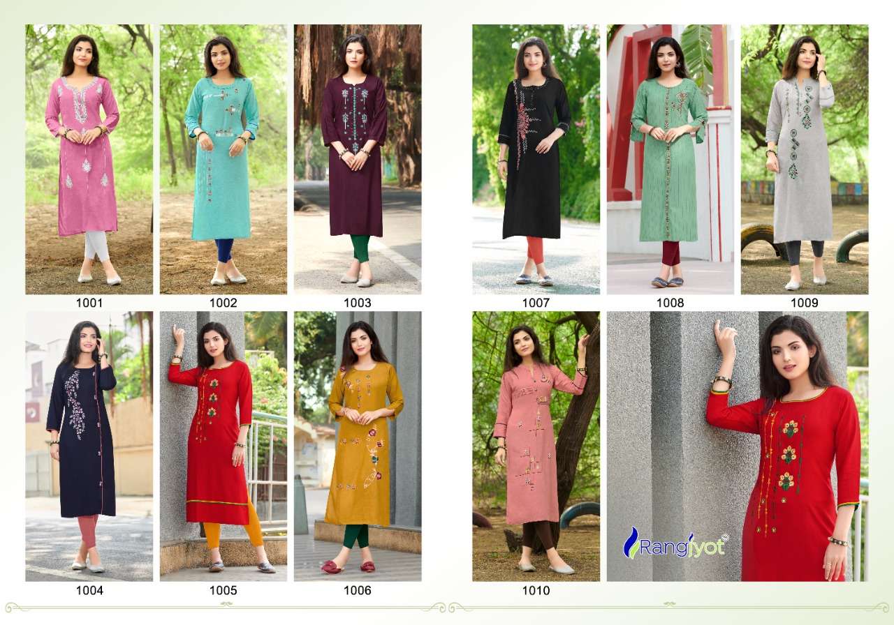 rangjyot siana vol 1 trendy designer kurti catalogue manufacturer surat