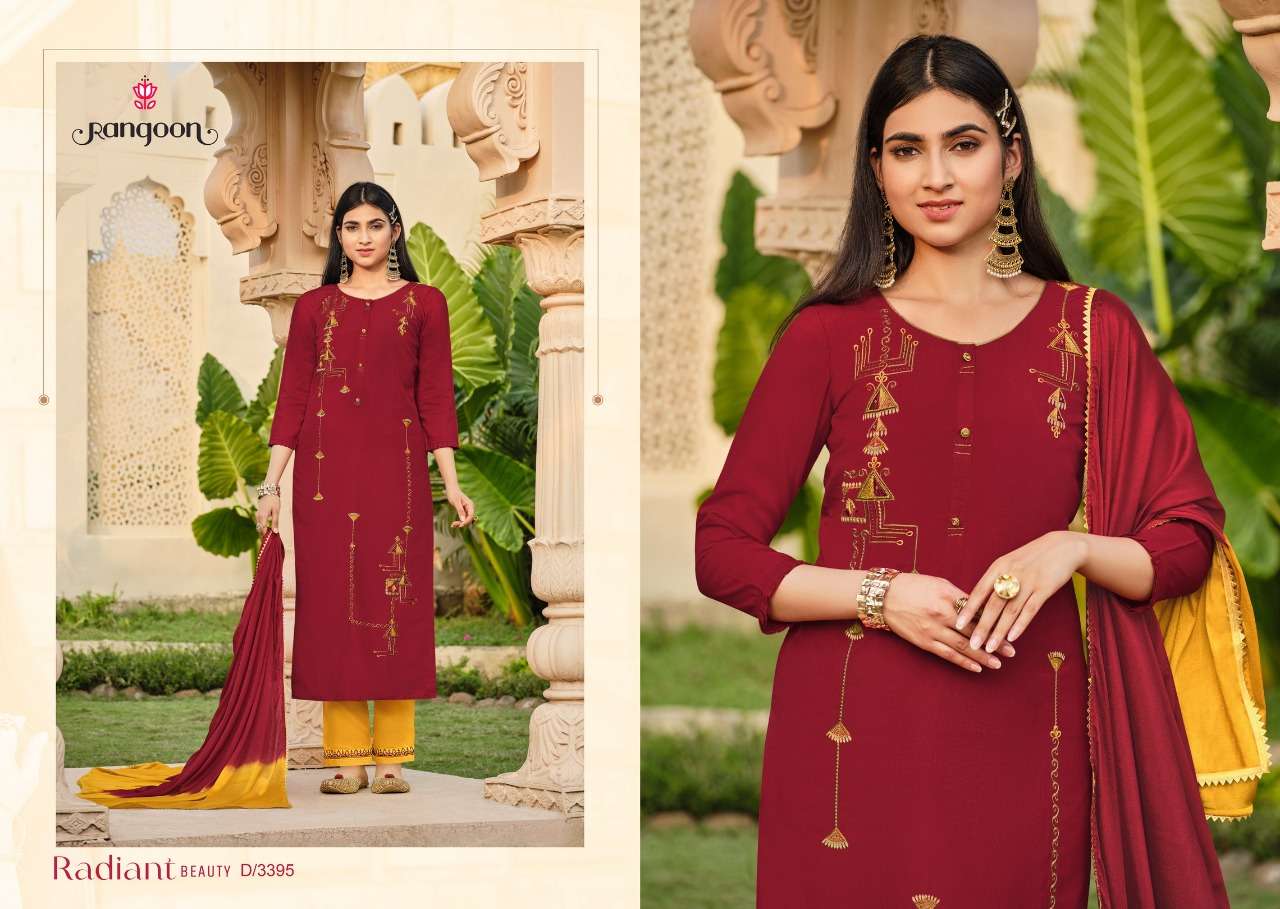 rangoon sakhiyan 3391-3396 series exclusive designer kurti catalogue manufacturer surat