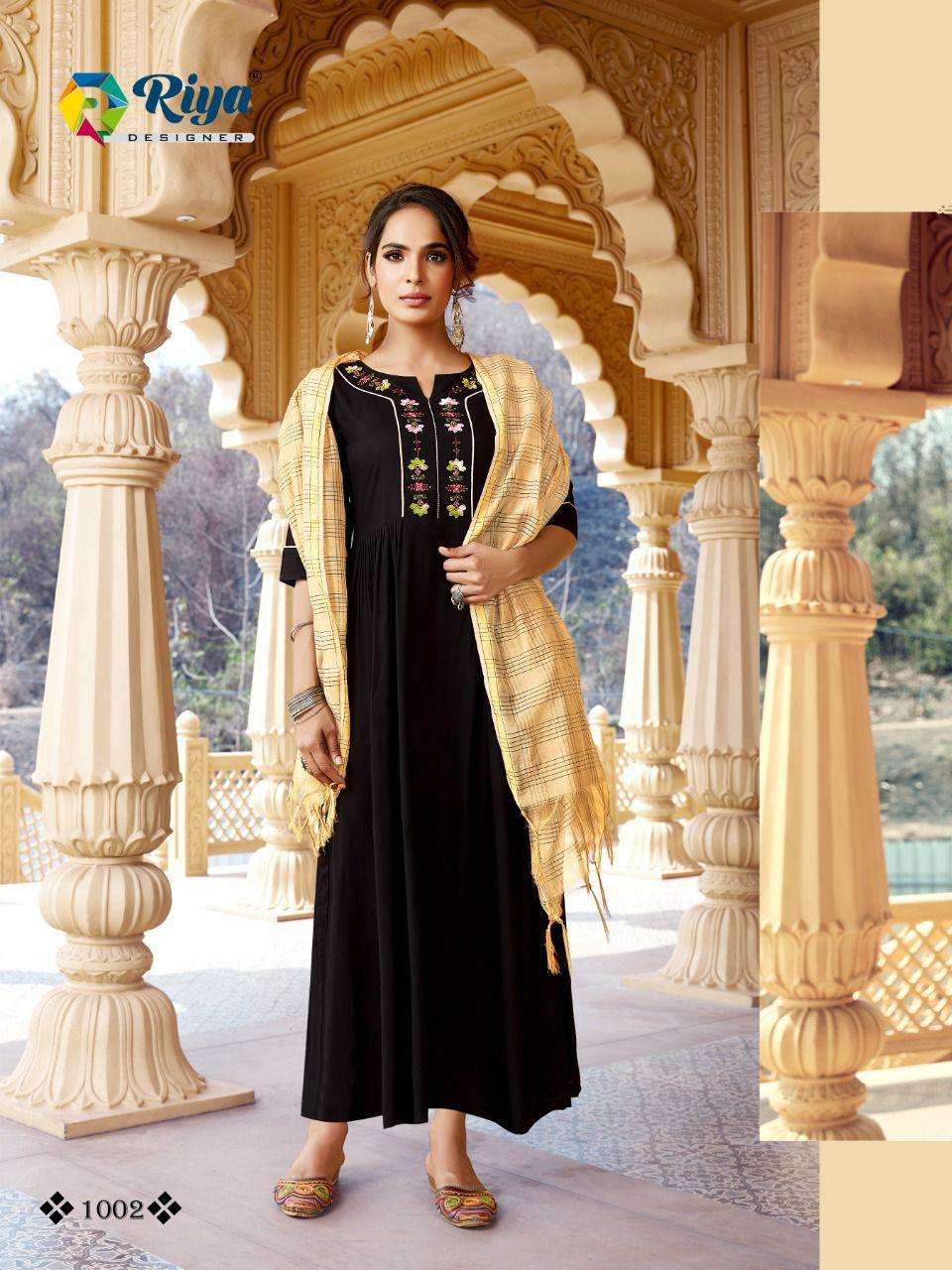 riya designer ghoomar 1001-1005 series fancy designer kurti catalogue collection 2022