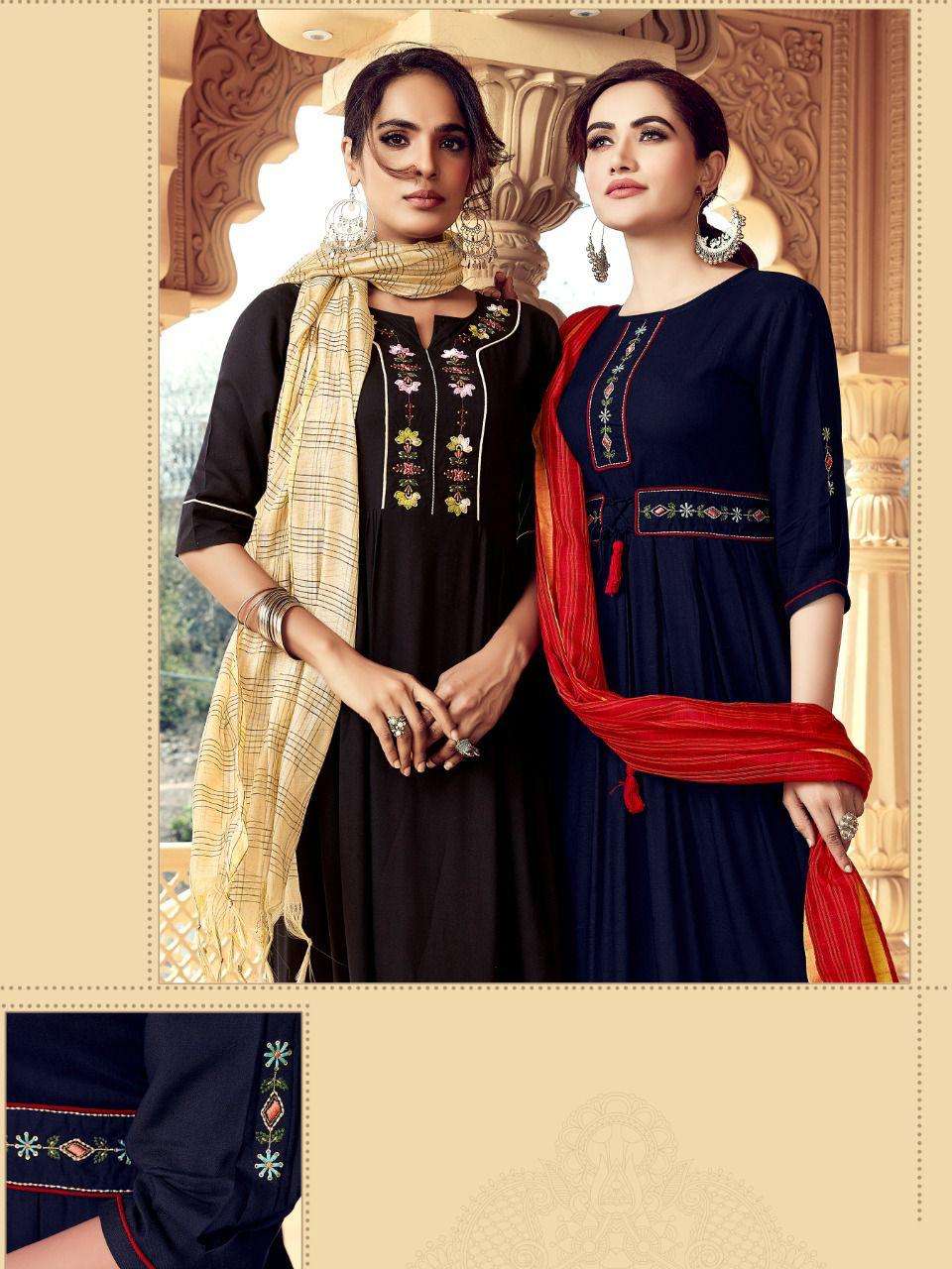 riya designer ghoomar 1001-1005 series fancy designer kurti catalogue collection 2022