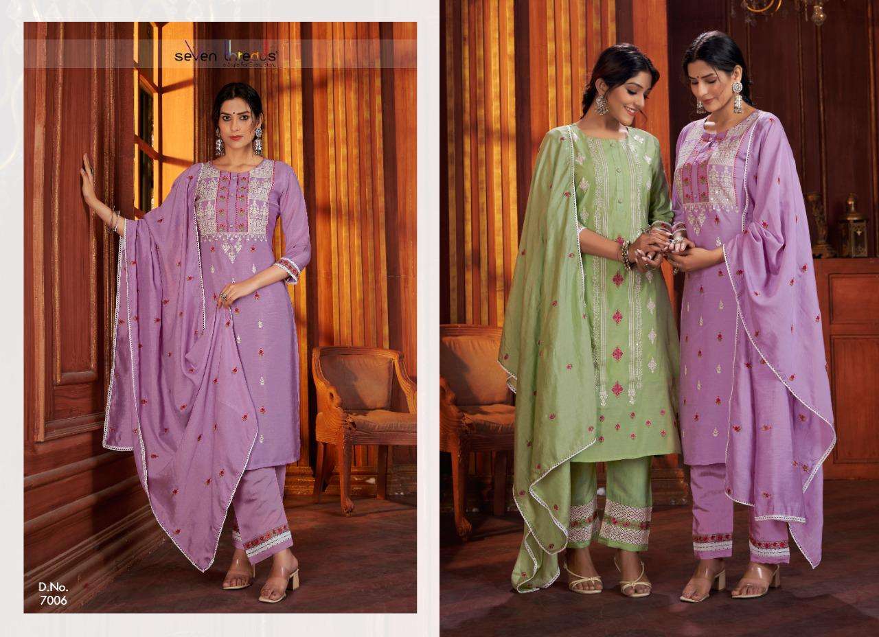 seven threads satrangi lucknowi designer kurtis collection wholesale price surat
