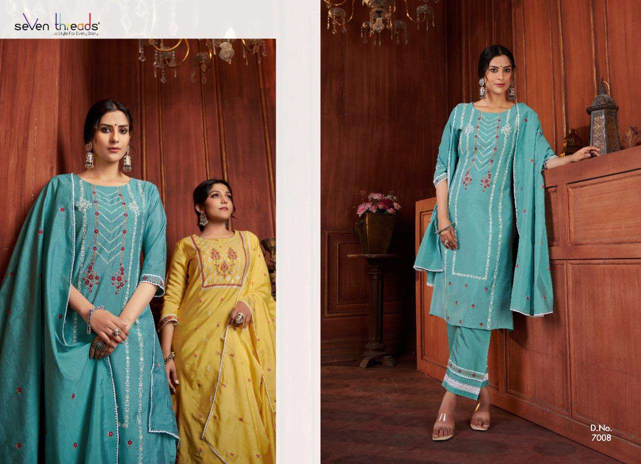 seven threads satrangi lucknowi designer kurtis collection wholesale price surat