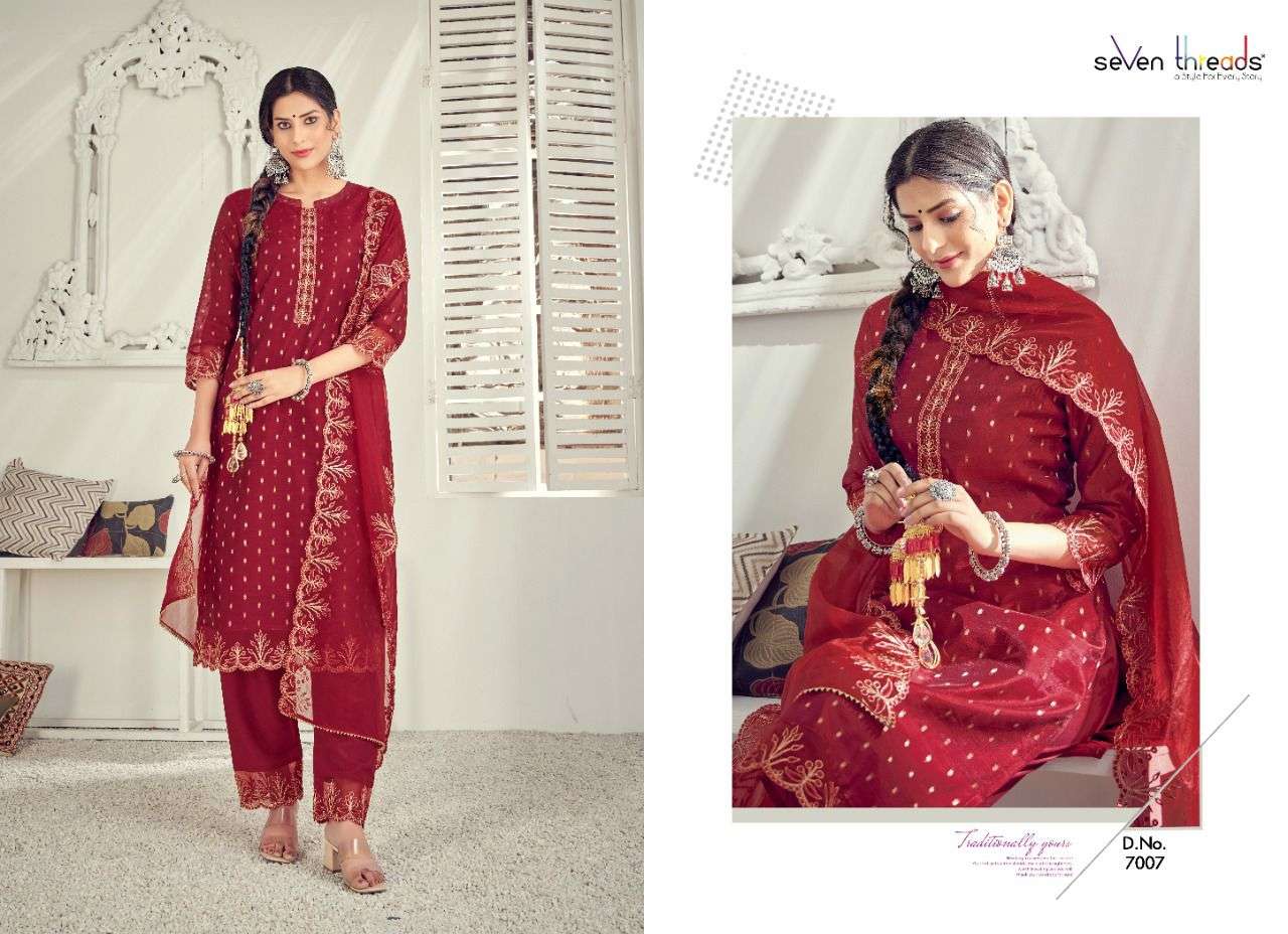 seven threads trisha 7001-7007 series stylish look designer kurti catalogue online