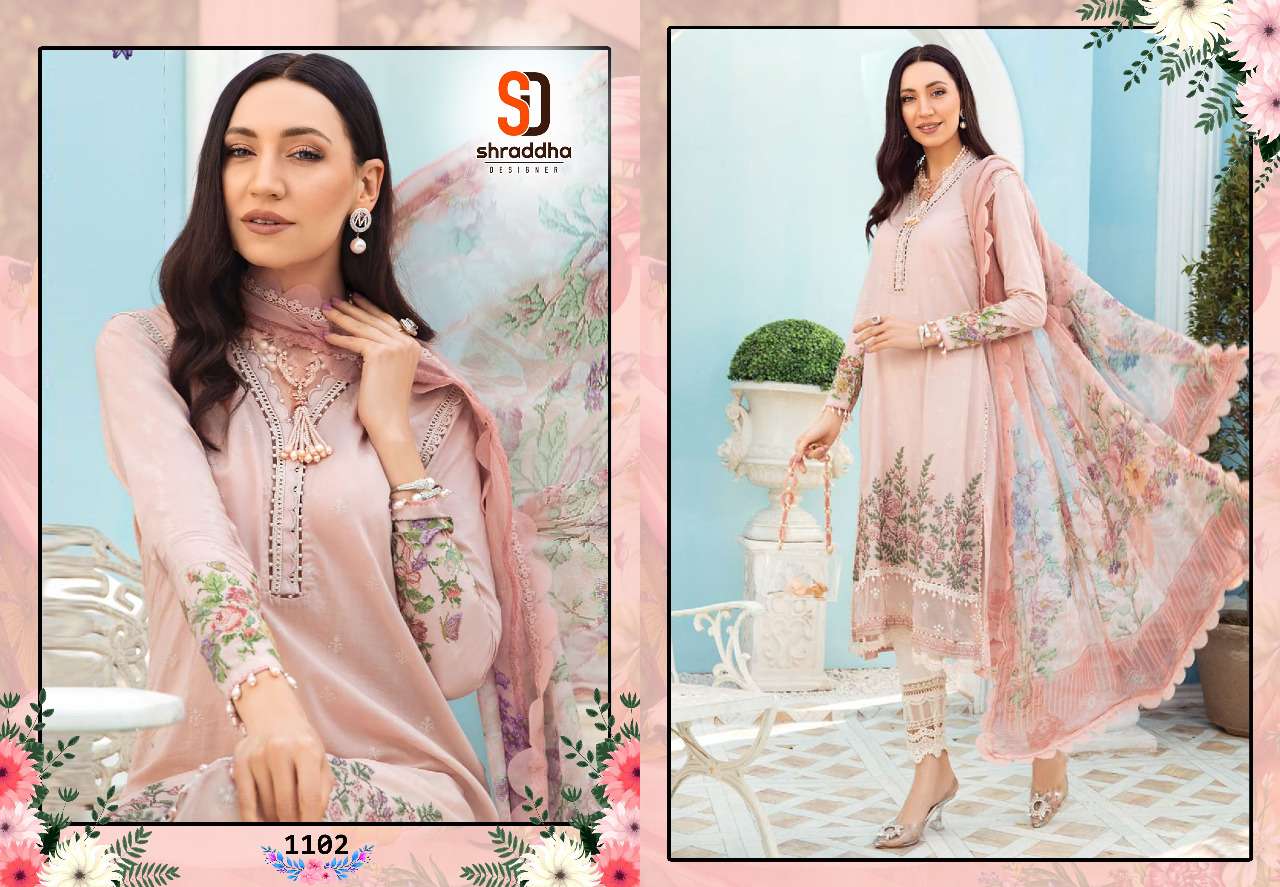 shraddha designer mprints vol 11 1101-1104 series cotton pakistani designer suits wholesaler surat