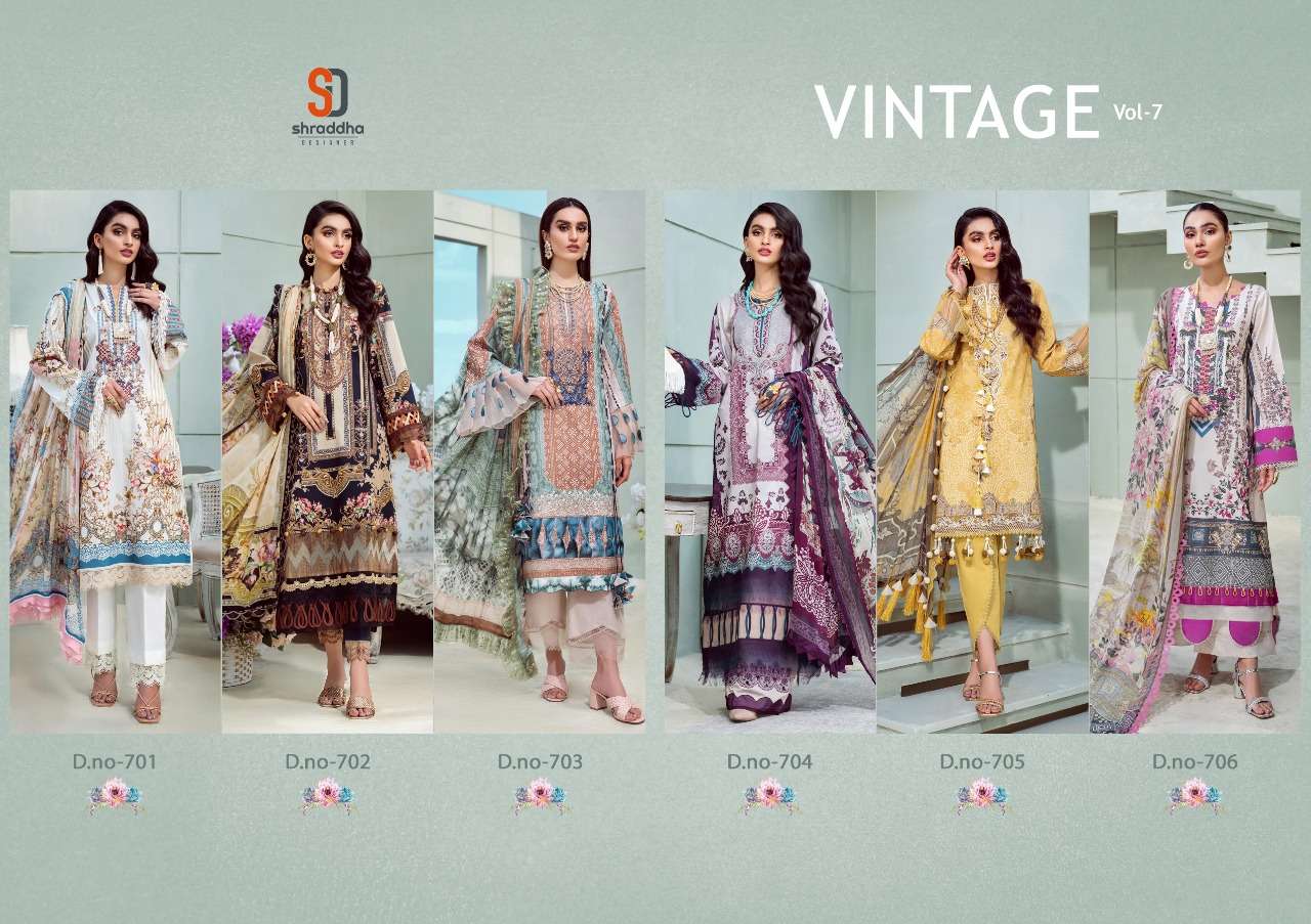   shraddha designer vintage vol 7 chiffon pakistani designer salwar kameez manufacturer surat 