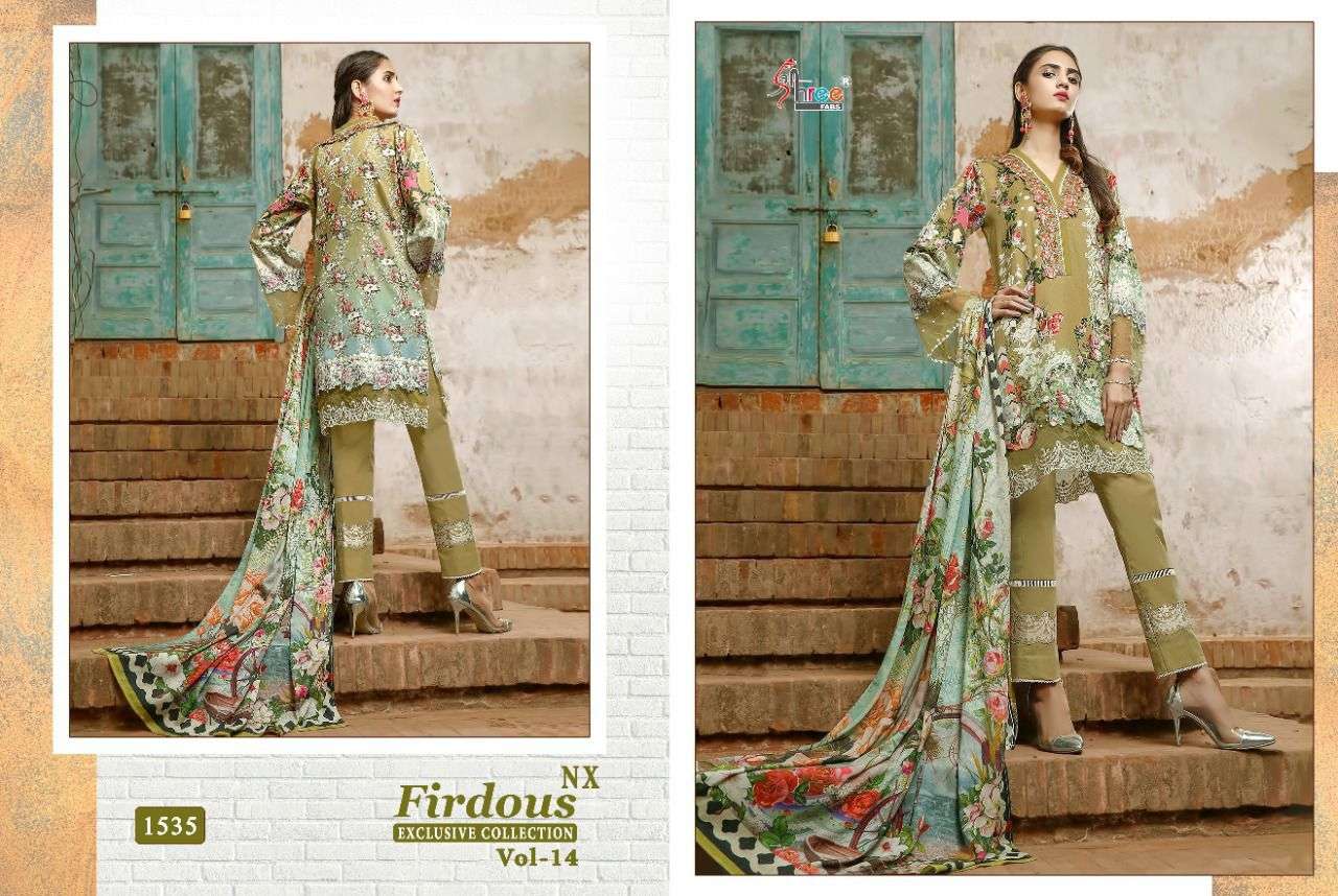 shree fab firdous exclusive collection vol 14 nx cotton pakistani salwar suits wholesaler surat