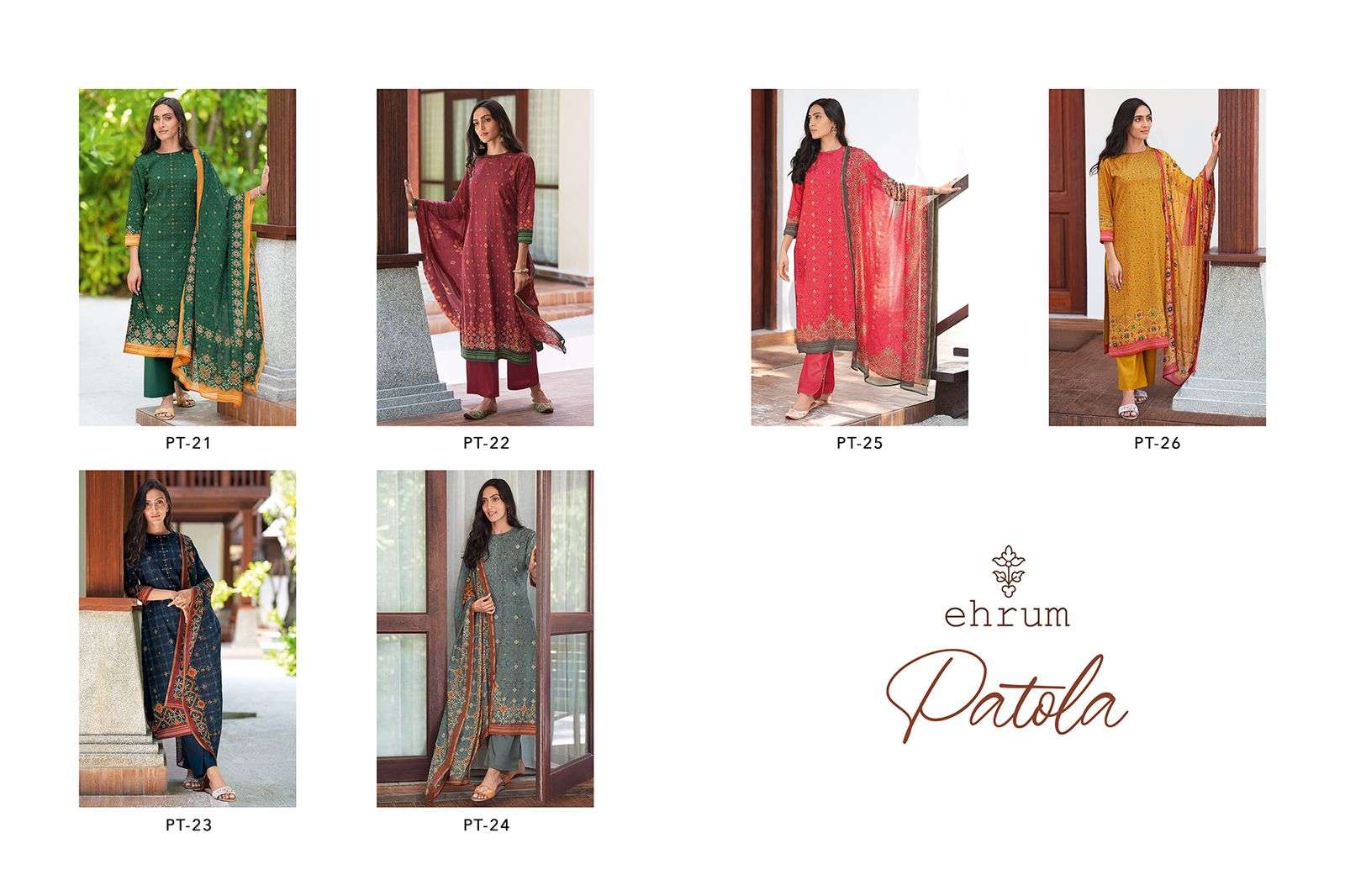 varsha fashion patola 21-26 series indian designer salwar kameez wholesale price surat