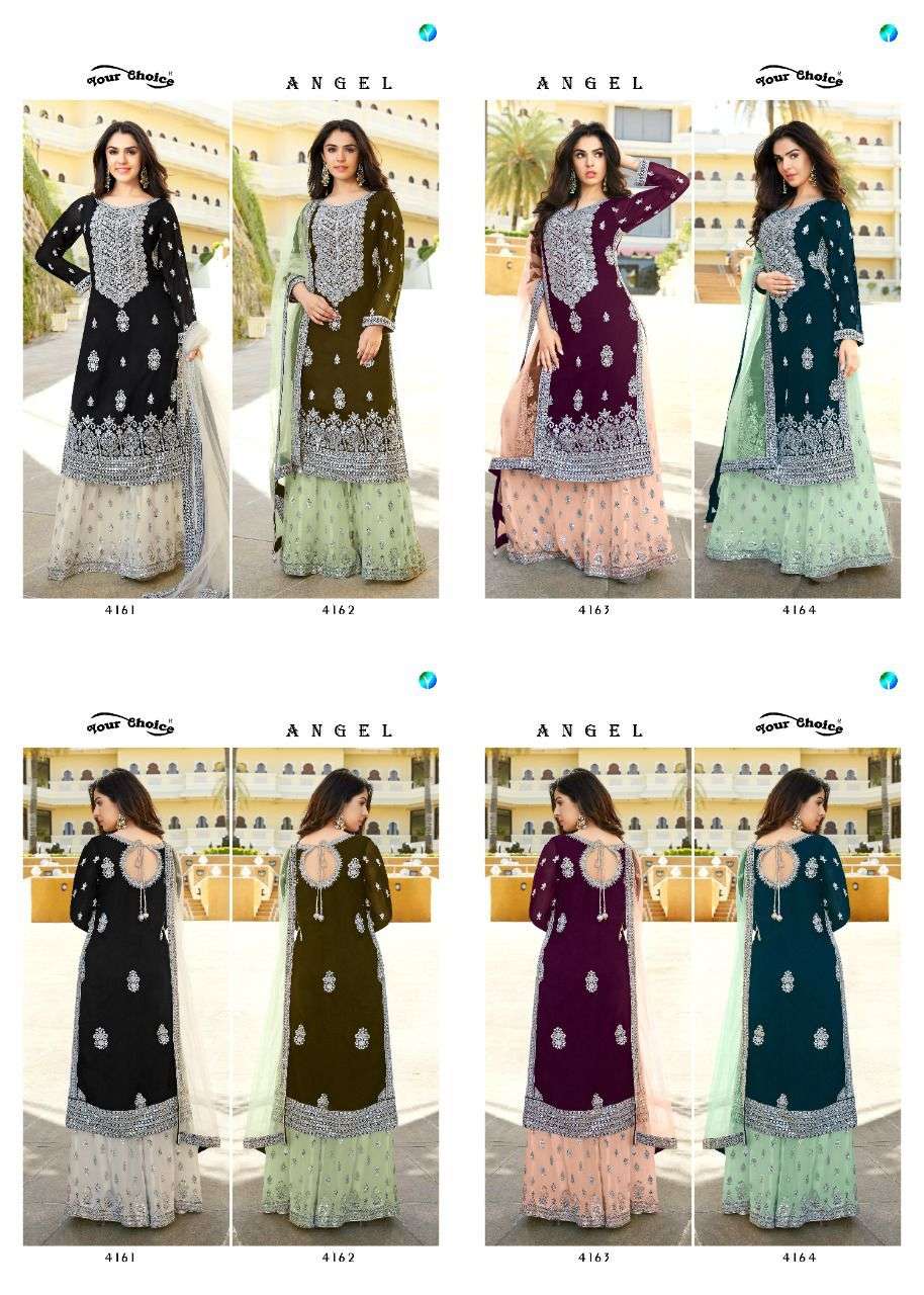 your choice angel 4161-4164 series party wear salwar suits manufacturer surat