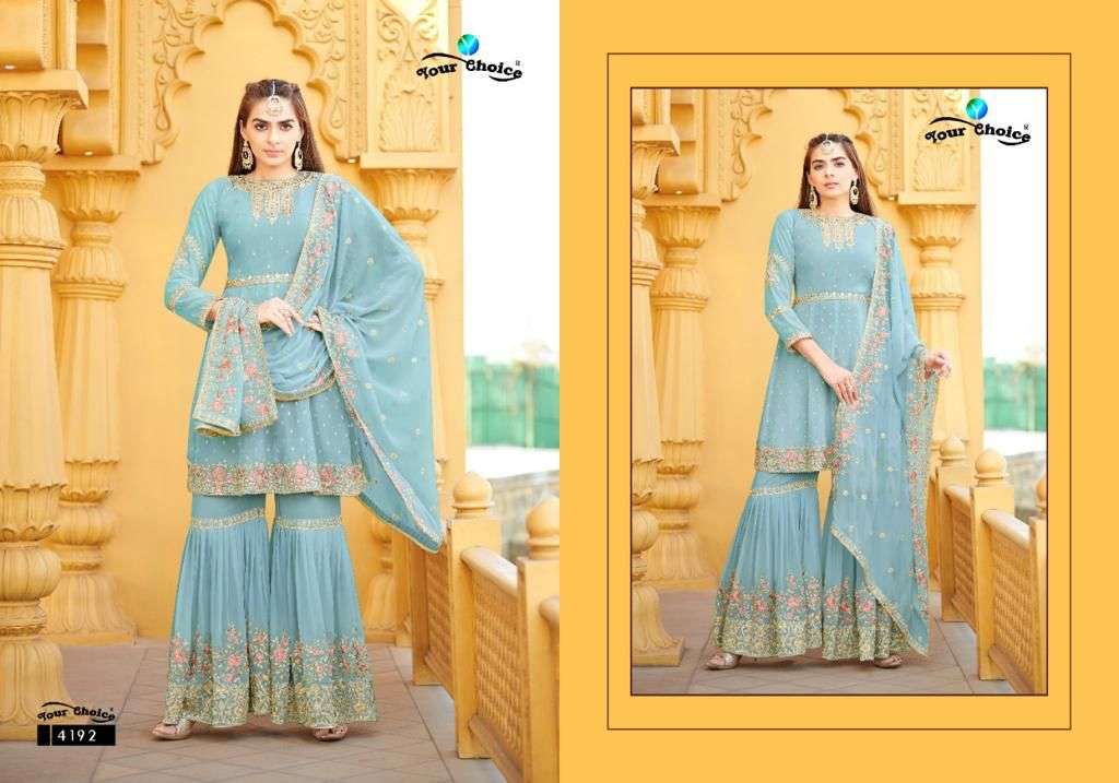 your choice zaraa vol 10 4189-4193 series party wear salwar suits wholesaler surat