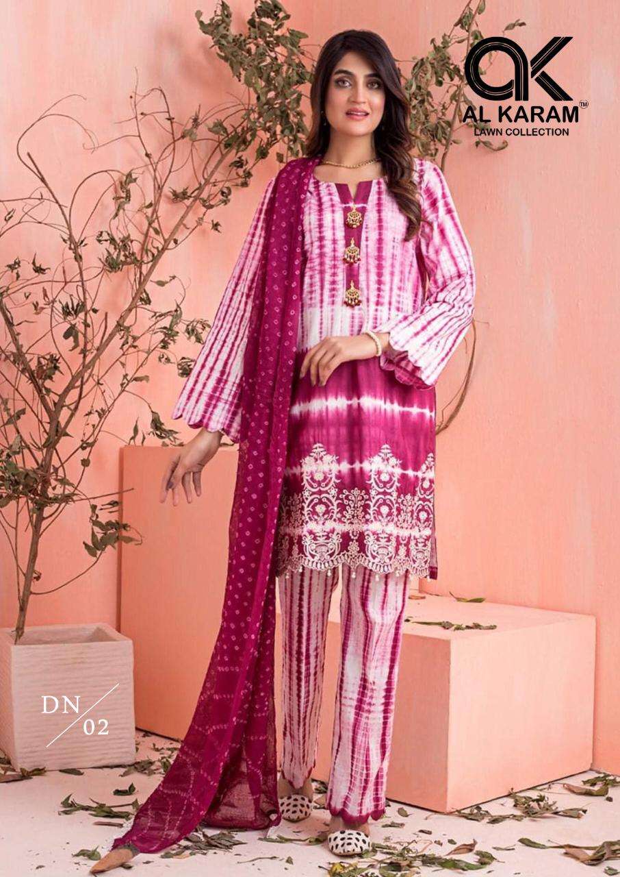 al karam chikankari work with bandhani dupatta designer cambric cotton salwar kameez wholesale market surat