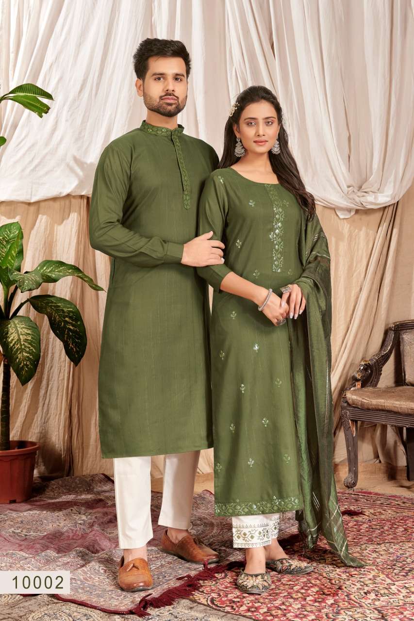 banwery royal couple vol 10 designer look combo of kurta with pyjama and kurtis pants dupatta collection wholesale price 