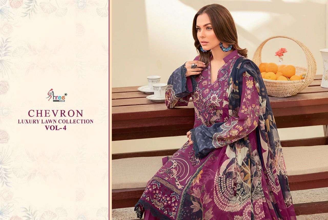chevron luxury lawn vol 4 by shree fabs cotton dupatta salwar kameez wholesale price