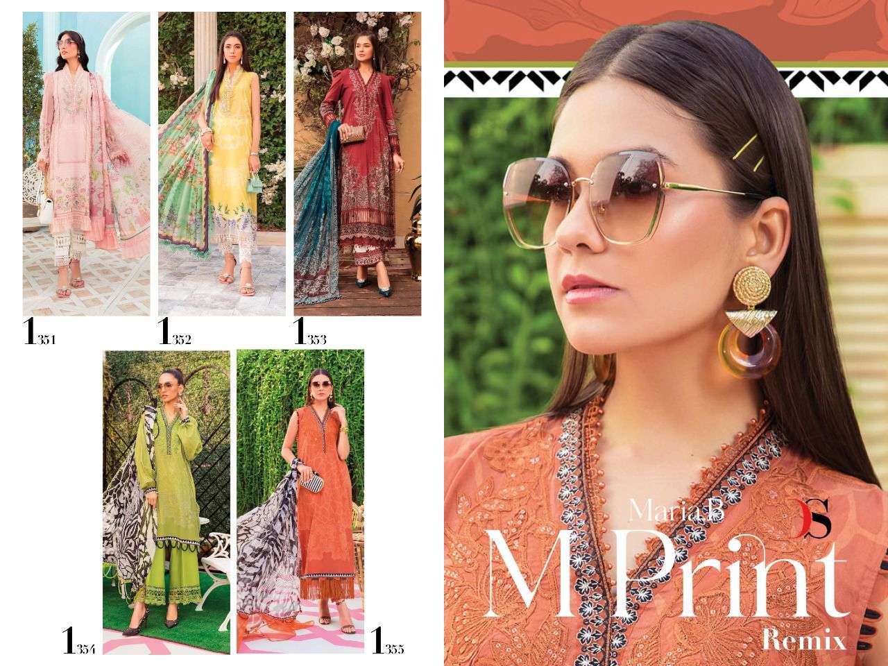 deepsy suits by maria b mprint remix cotton dupatta salwar kameez online supplier wholesaler surat 