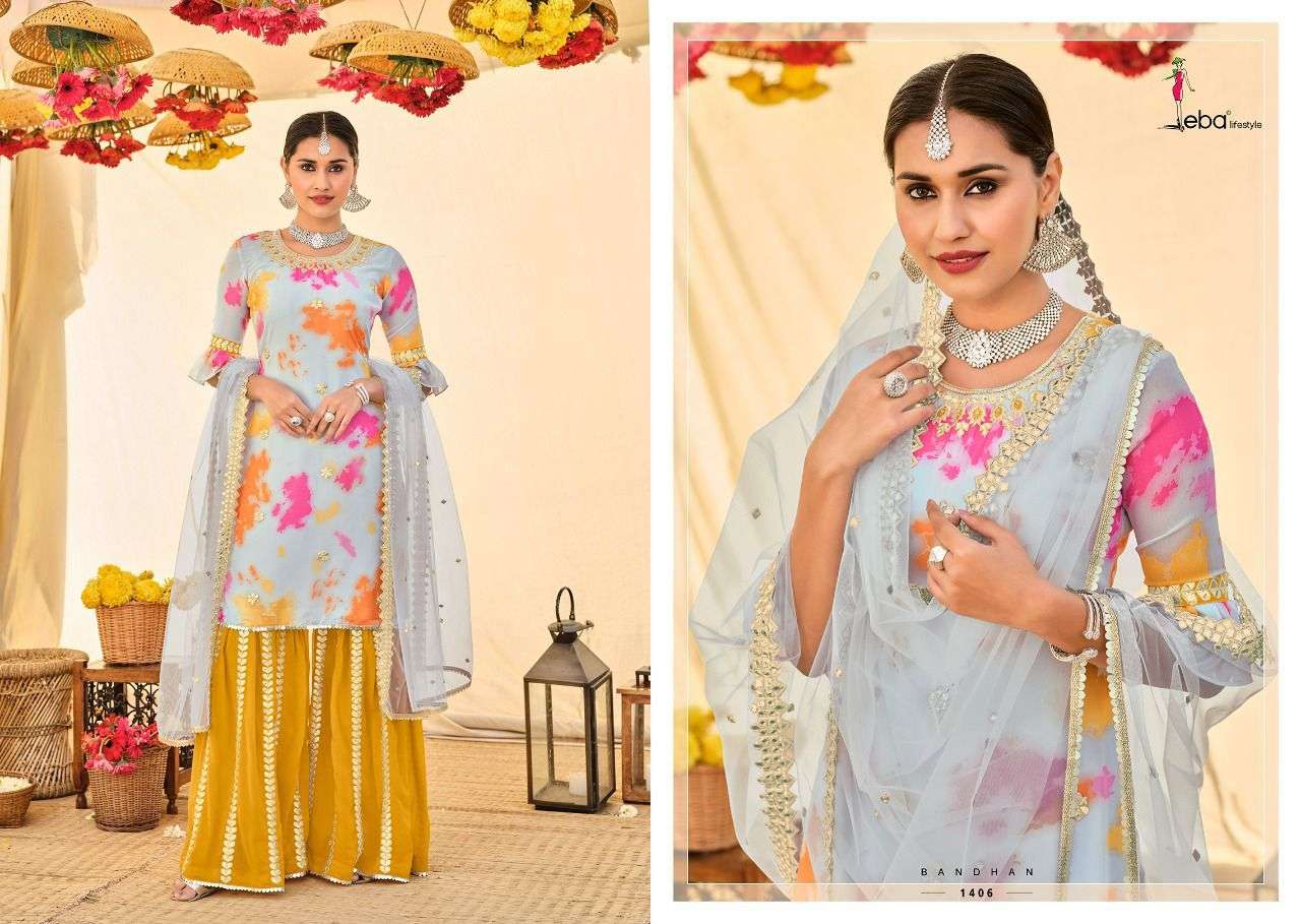 eba lifestyle by bandhan designer georgette party wear salwar kameez online wholesaler at surat  