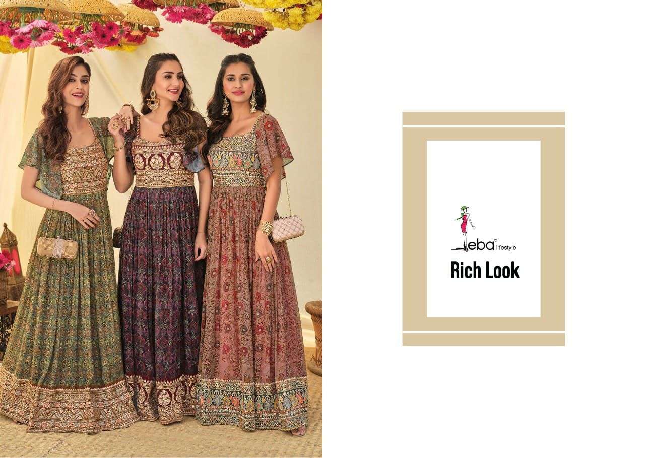 eba lifestyle by rich look designer georgette kurti wholesaler online shopping surat