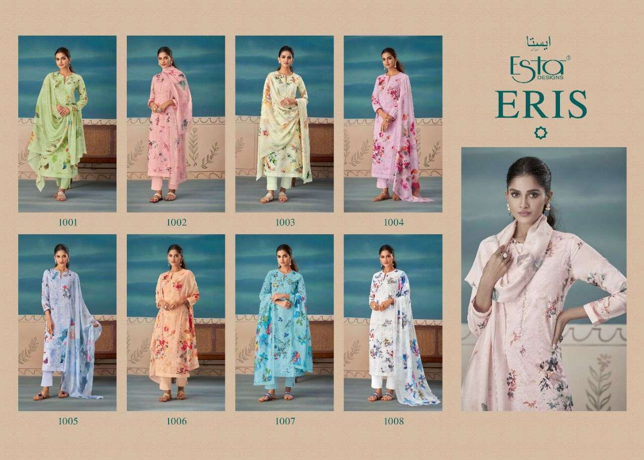 esta eris 1001-1008 series designer straight salwar kameez by pratham fashion surat