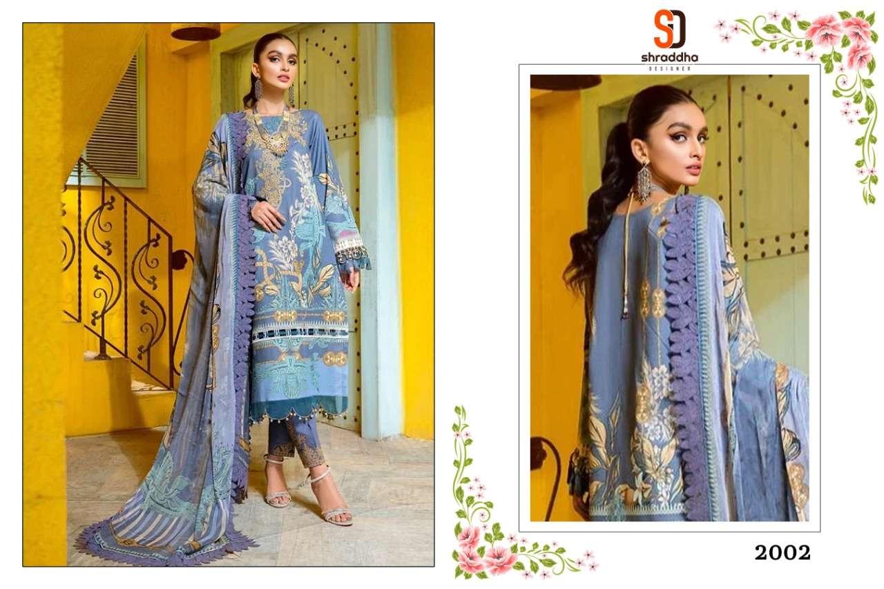 firdous vol 2 by shraddha designer pure lawn cotton with chiffon dupatta salwar kameez collection online wholesaler surat