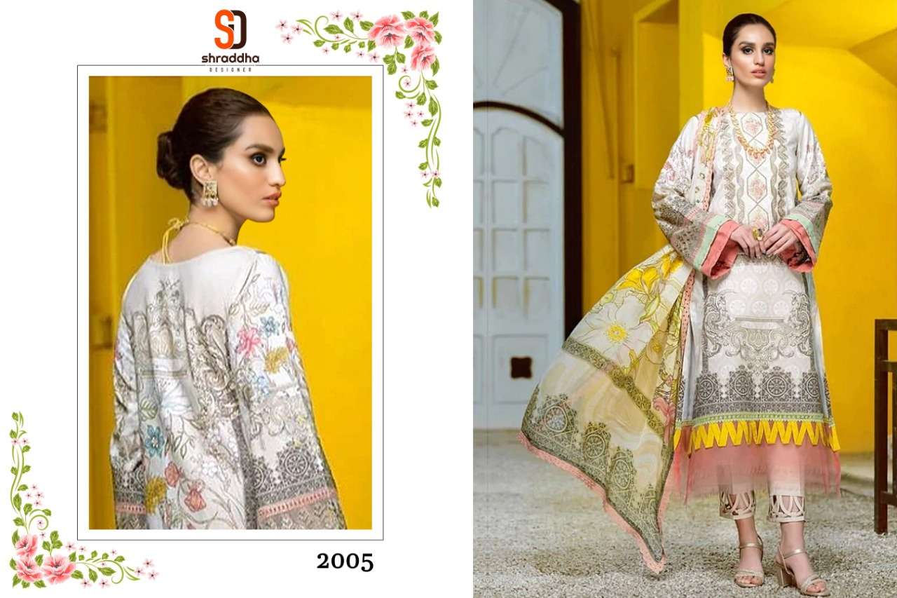 firdous vol 2 by shraddha designer pure lawn cotton with chiffon dupatta salwar kameez collection online wholesaler surat