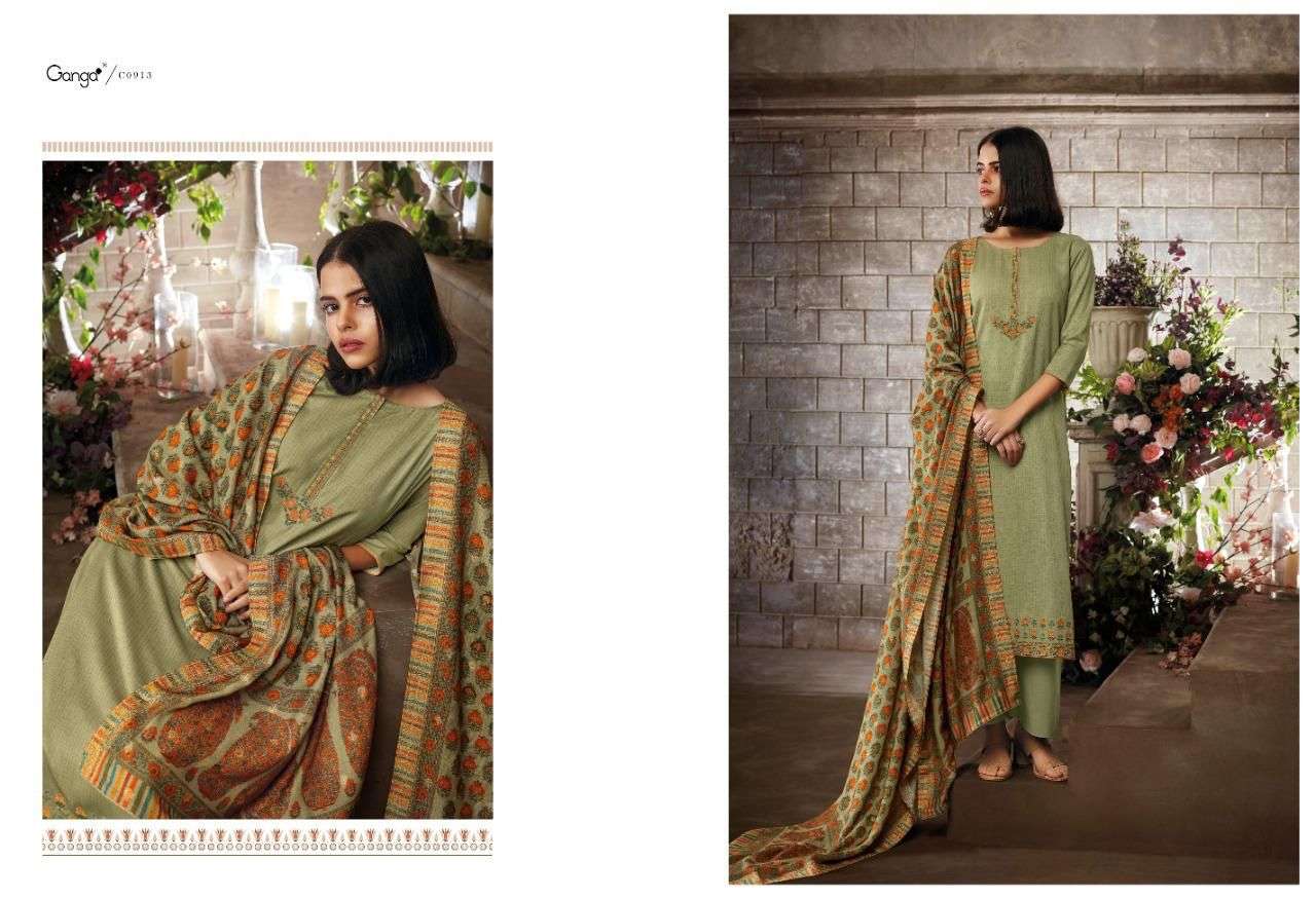 ganga by muannas series 00911 - 00917 cotton designer salwar kameez wholesaler surat 